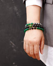 Load image into Gallery viewer, Lightock Triple Protection Bracelet Lava Rock/Terahertz/Green Agate 8mm Beads Healing Energy Crystal Essential Oil Diffuses Yoga Friendship Bracelets(3pcs)