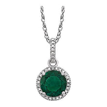 Load image into Gallery viewer, Jewels By Lux 925 Sterling Silver Lab-Grown Emerald & .01 CTW Diamond 18" Necklace
