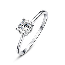 Load image into Gallery viewer, AVECON Women's 925 Sterling Silver Round Cut White CZ Solitaire Engagement Rings Band Size 6