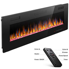 Load image into Gallery viewer, Joy Pebble Electric Fireplace, in-Wall Recessed and Wall Mounted 750/1500W Fireplace Heater, Touch Screen, Remote Control with Timer, Black (60 inch)