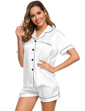 Load image into Gallery viewer, SWOMOG Pajamas Set Short Sleeve Sleepwear Womens Button Down Nightwear Soft Pj Lounge Sets White