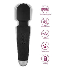 Load image into Gallery viewer, Allovers Personal Magic Waterproof Wand Massager, Mini Handheld Rechargeable Neck Shoulder Back Body Massage with 8 Powerful Speeds&20 Pulsating Patterns for Sports Recovery & Muscle Aches (Black)