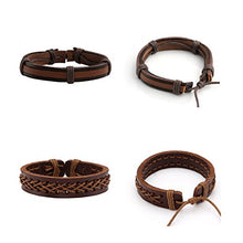 Load image into Gallery viewer, MILAKOO 10 Pcs Braided Leather Bracelet for Men Women Wooden Beaded Bracelets Wrap Adjustable