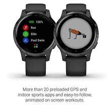 Load image into Gallery viewer, Garmin 010-02172-11 Vivoactive 4S, Smaller-Sized GPS Smartwatch, Features Music, Body Energy Monitoring, Animated Workouts, Pulse Ox Sensors And More, Black