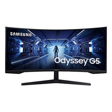 Load image into Gallery viewer, SAMSUNG 34-Inch Odyssey G5 Ultra-Wide Gaming Monitor with 1000R Curved Screen, 165Hz, 1ms, FreeSync Premium, WQHD (LC34G55TWWNXZA, 2020 Model), Black (Renewed)