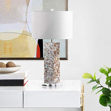 Load image into Gallery viewer, Safavieh Lighting Collection Jacoby Cream Shell 29-inch Bedroom Living Room Home Office Desk Nightstand Table Lamp (Set of 2) - LED Bulbs Included