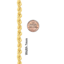 Load image into Gallery viewer, Lifetime Jewelry 7mm Rope Chain Necklace 24k Real Gold Plated for Men & Women (Gold, 26)