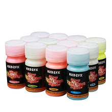 Load image into Gallery viewer, HXDZFX Glow in The Dark Paint UV Paint(Set of 12 Bottles 20g. Each) Safe Non-Toxic for Slime,Nails,Epoxy Resin,Acrylic Paint,Halloween,Fine Art and DIY Crafts