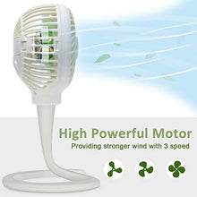 Load image into Gallery viewer, Anpro Stroller Fan for Baby - Portable Baby Fan Clip on Stroller/Crib with Flexible Stand, Car Seat Fan 3000 mAh Rechargeable Battery Operated USB Personal Desk Fan, White