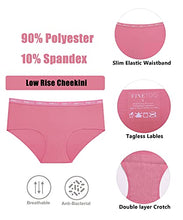 Load image into Gallery viewer, FINETOO Womens Bikini Panties Underwear Soft Stretch Hipster Laser Cut Briefs Sexy Low Rise Hiphugger Cheekini Multi Pack