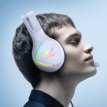 Load image into Gallery viewer, Nivava K12 White USB Gaming Headset for PC, PS5, 7.1 Surround Sound PS4 Headset with Noise Cancelling Microphone, Over-Ear Headphone with Soft Memory Earpads RGB LED Lights for Computer Laptop Mac