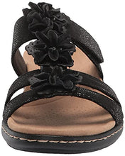 Load image into Gallery viewer, Clarks womens Laurieann Judi Flat Sandal, Black Synthetic/Leather Combi, 7.5 US