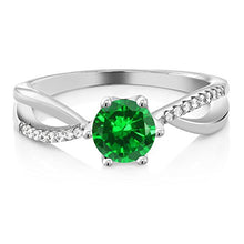 Load image into Gallery viewer, Gem Stone King 925 Sterling Silver Green Simulated Emerald Women's Engagement Ring (1.69 Ct Round Cut) (Size 6)