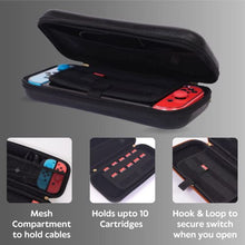 Load image into Gallery viewer, S&J Limited Edition Genuine Leather Hard Shell Nintendo Switch Travel Case with 10 Gamecard Slots Includes Back Protective TPU Dockable Case, 2 Joycon Covers, 4 Thumbstick Caps & Screen Protector