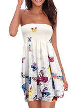 Load image into Gallery viewer, SEMATOMALA Women's Summer Dress Strapless Floral Print Bohemian Casual Beach Dress Cover Ups for Swimwear Women(KH,S) Khaki