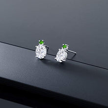 Load image into Gallery viewer, 14K White Gold Stud Earrings Forever Classic Oval 3.00ct (DEW) Created Moissanite by Charles & Colvard and Simulated Tsavorite