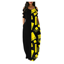 Load image into Gallery viewer, POINEG Dresses for Women Summer Casual Solid Color O-Neck Ladder Cutout Sleeve Maxi Dress Party Beach Long Dress