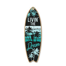 Load image into Gallery viewer, Honey Dew Gifts Livin’ The Dream, 5 inch by 16 inch Surfboard, Wood Sign, Tiki Bar Decoration, Beach Themed Decor, Decorative Wall Sign, Home Decor