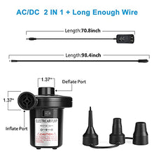 Load image into Gallery viewer, Electric Air Pump, AGPtEK Portable Quick-Fill Air Pump with 3 Nozzles, 110V AC/12V DC, Perfect Inflator/Deflator Pumps for Outdoor Camping, Inflatable Cushions, Air Mattress Beds, Boats, Swimming Ring