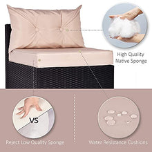 Load image into Gallery viewer, SHA CERLIN 7 Pieces Patio Furniture Sets with Heavy Duty Steel Frames, All-Weather Rattan Outdoor Sectional Sofa with Tea Table, Washable Beige Cushions Covers, Black