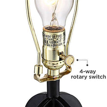Load image into Gallery viewer, Marcel Modern Industrial Table Lamps Set of 2 with Nightlight LED USB Port Black Linen Shade for Living Room Bedroom - 360 Lighting