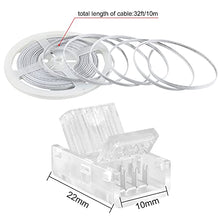 Load image into Gallery viewer, RGBZONE 32.8ft 4 Pin RGB Extension Cable Wire Cord and 5Pcs 4 Pin LED Light Strip Connectors Strip to Wire Quick Connection for 10mm Wide Waterproof or Non-Waterproof 5050 3528 LED RGB Strip Light