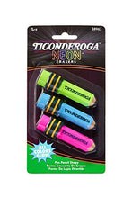 Load image into Gallery viewer, Ticonderoga Pencil Shaped Erasers, Neon Colors, 3 Count