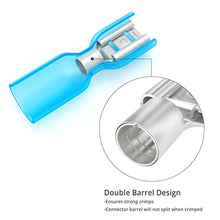 Load image into Gallery viewer, 150 PCS Wirefy Female Spade Connectors - Heat Shrink Spade Connector Kit - Quick Disconnect Wire Connectors - Electrical Spade Terminals - Blue 16-14 Gauge