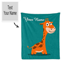Load image into Gallery viewer, CUXWEOT Custom Blanket with Name Text,Personalized Animal Giraffe Super Soft Fleece Throw Blanket for Couch Sofa Bed (50 X 60 inches)