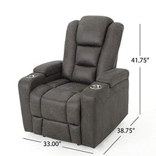 Load image into Gallery viewer, Christopher Knight Home Emersyn Tufted Microfiber Power Recliner with Arm Storage and USB Cord, Slate / Black
