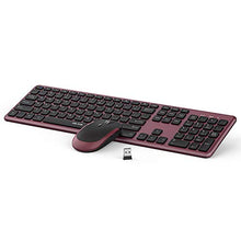 Load image into Gallery viewer, Wireless Keyboard and Mouse, Jelly Comb 2.4GHz Ultra Thin Full Size Wireless Keyboard Mouse Combo Set with Number Pad for Computer, Laptop, PC, Desktop, Notebook, Windows 7, 8, 10-(Wine Red and Black)