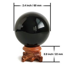 Load image into Gallery viewer, Mina Heal Obsidian Crystal Ball 60 mm / 2.4" for Scrying Mirror, Fengshui, Meditation, Crystal Healing, Divination Sphere, Home Decoration, 100% Natural and Genuine