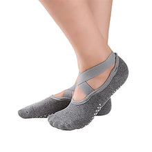 Load image into Gallery viewer, JKLO 3 Pairs Women Bandage Yoga Socks Quick-Dry Damping Pilates Ballet Socks Good Grip for Women Cotton Socks 908 (Color : Style 3 Gray, Size : 5 Pairs One Size)