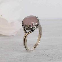 Load image into Gallery viewer, 925 Sterling Silver Natural Rose Quartz Ring - Vintage Style October Libra Birthstone Pink Gemstone Sizable Ring - Classic Handmade Jewelry Gift For Her - Adjustable Dainty Boho Ring - Gift For Women