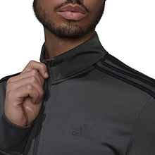 Load image into Gallery viewer, adidas Men's Essentials Warm-Up 3-Stripes Track Top, Dark Grey Heather/Black, Medium