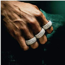 Load image into Gallery viewer, TOPGRILLZ 5 Row 10mm Gold Plated Bling Iced Out CZ Royal Simulated Diamond Eternity Wedding Engagement Band Ring for Men Hip Hop (White Gold, 10)