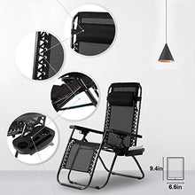 Load image into Gallery viewer, Zero Gravity Chairs Case of (2) Black Lounge Patio Chairs Outdoor Yard Beach with Cup Holders (Black)