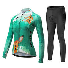 Load image into Gallery viewer, Mysenlan Women's Cycling Long Sleeve Breathable Jersey Set 3D Padded Long Pants Bike Shirt Bicycle Tights Clothing Green X-Large