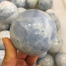 Load image into Gallery viewer, 1pc 60mm - 70mm Natural Aquamarine Crystal Sphere Balls Beautiful Kyanite Crystal Ball for Decorative