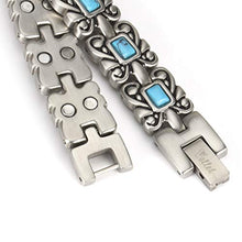Load image into Gallery viewer, Wollet Jewelry Healthy Antique Style Blue Turquoise Magnetic Therapy Bracelets for Women
