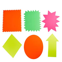 Load image into Gallery viewer, Juvale 18-Count Neon Poster Board Cutout Shapes, 6 Designs, 11 x 14 Inches