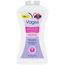 Load image into Gallery viewer, Vagisil Odor Block Feminine Deodorant Powder for Women, Talc-Free, Gynecologist Tested, 8 Ounce (Packaging May Vary)
