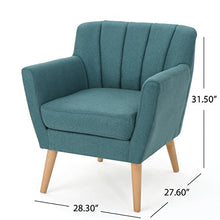 Load image into Gallery viewer, Christopher Knight Home Merel Mid-Century Modern Fabric Club Chair, Dark Teal / Natural