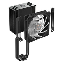 Load image into Gallery viewer, Cooler Master Hyper 212 Black Edition RGB CPU Air Cooler, SF120R RGB Fan, Anodized Gun-Metal Black, Brushed Nickel Fins, 4 Copper Direct Contact Heat Pipes for AMD Ryzen/Intel LGA1151