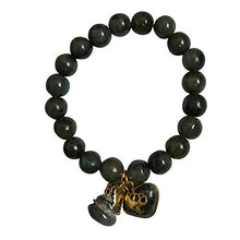 Load image into Gallery viewer, 10 mm Natural Green Jade Round Real Bracelets Bangle for Women Charms with Pendant Love Heart and Lucky Gourd Powerful Thai Pendant Prosperity Success in Life Trade Flourish