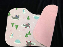 Load image into Gallery viewer, BURP CLOTHS Winter Seals Large Absorbent 100% Cotton Flannel & Terrycloth Baby Girl Burp Rags