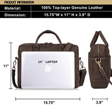 Load image into Gallery viewer, Jack&Chris Genuine Brown Leather Briefcase Bag Mens Messenger Bag 14 inch Leather Laptop Bag for Men, NM1864-5