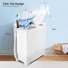 Load image into Gallery viewer, Portable Washing Machine, TACKLIFE 17.6 lbs Mini Compact Twin Tub Washing Machine, Wash (11lbs) and Spin Combo(6.6 lbs), Timer Control with Soaking Function, For Apartment, Dorm, RV, Camping - DSBP171