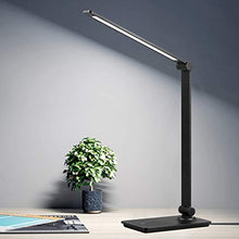Load image into Gallery viewer, LED Desk Lamp, Touch Control Desk Lamp with 3 Levels Brightness, Dimmable Office Lamp with Adjustable Arm, Foldable Table Desk Lamp for Table Bedroom Bedside Office Study, 5000K, 8W, Black