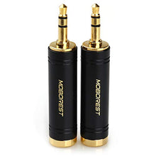Load image into Gallery viewer, MOBOREST 3.5mm M to 6.35mm F Stereo Pure Copper Adapter, 1/8 Inch Plug Male to 1/4 Inch Jack Female Stereo Adapter, Can be Used for Conversion Headphone adapte, amp adapte, Black Fashion 2-Pack